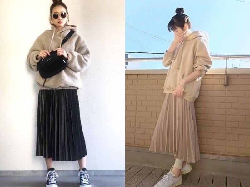 Cách phối áo hoodie với chân váy từ dễ thương đến cá tính  Shopee Blog