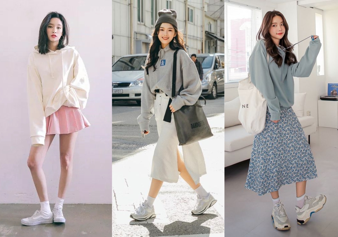 Áo hoodie mix chân váy như thế nào là chuẩn FASHIONABLE