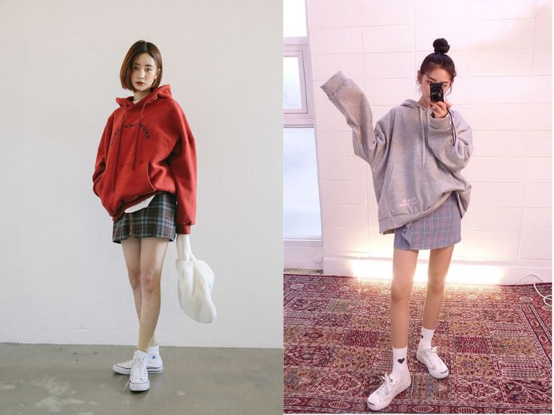 Cách phối áo hoodie với chân váy từ dễ thương đến cá tính - Shopee Blog