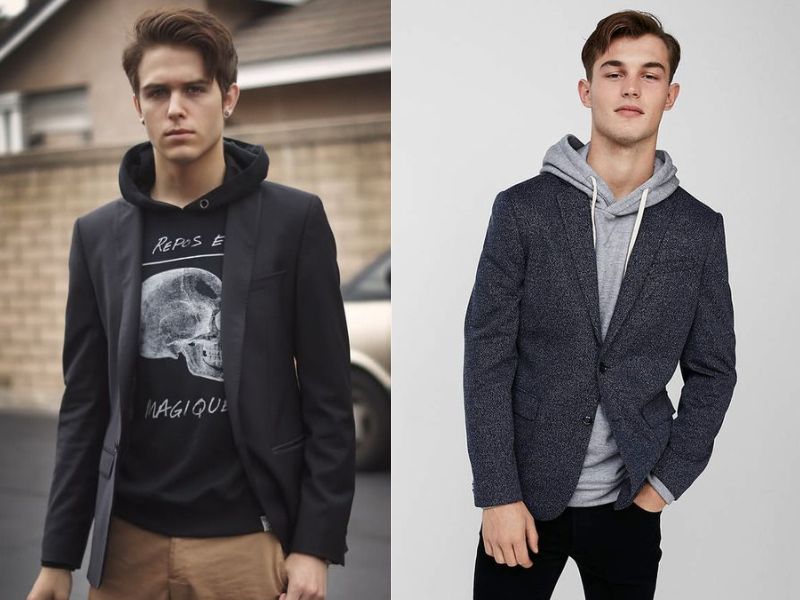 Cách phối đồ với áo vest đen nam và áo hoodie