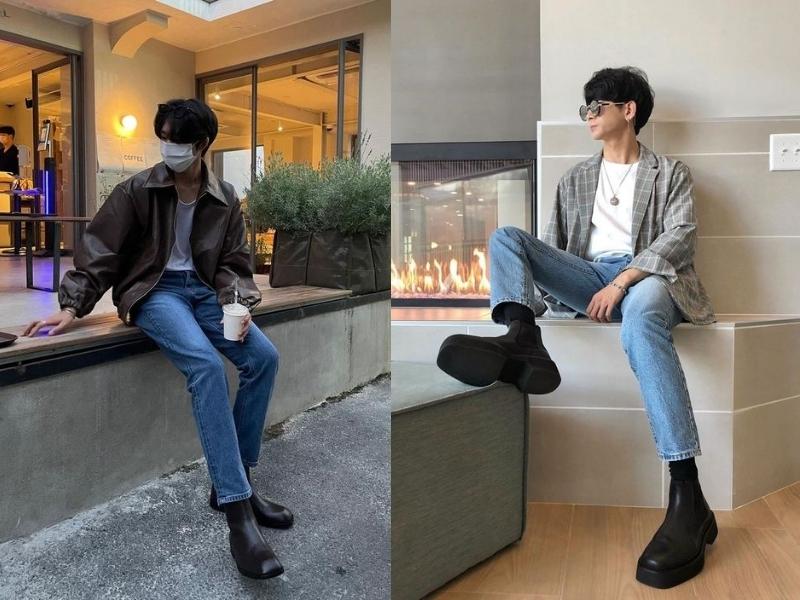 Outfit cool ngầu, năng động với giày boot (Nguồn: Shopee Blog)