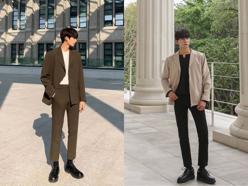 Phối đồ với áo blazer nam và áo thun (Nguồn: pinterest.com)