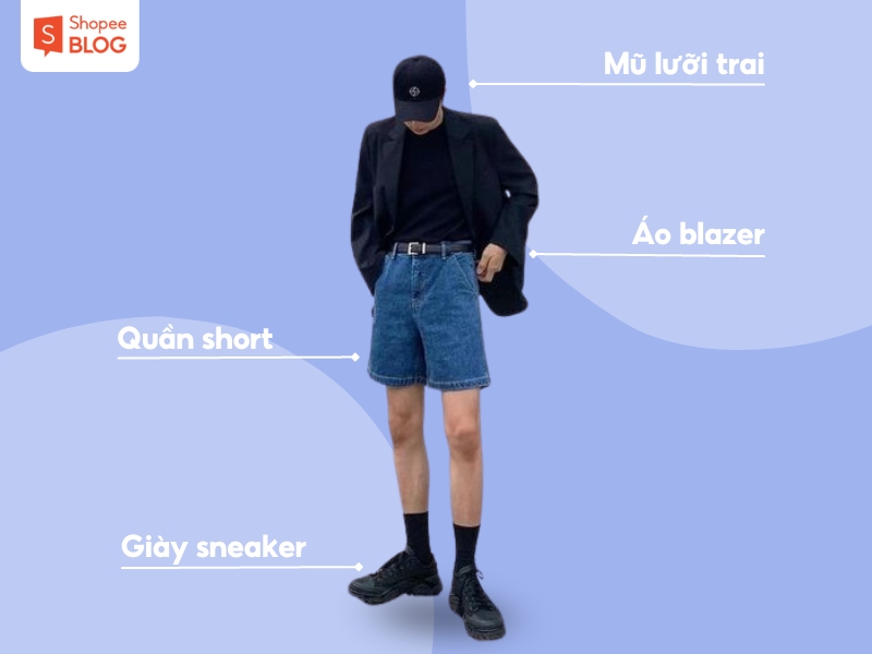 Phối áo blazer với quần short rất độc đáo (Nguồn: Shopee Blog)