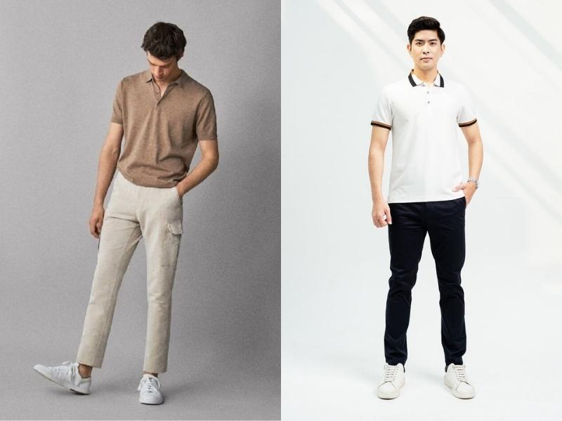 Áo polo kết hợp cùng quần kaki (Nguồn: Shopee Blog)