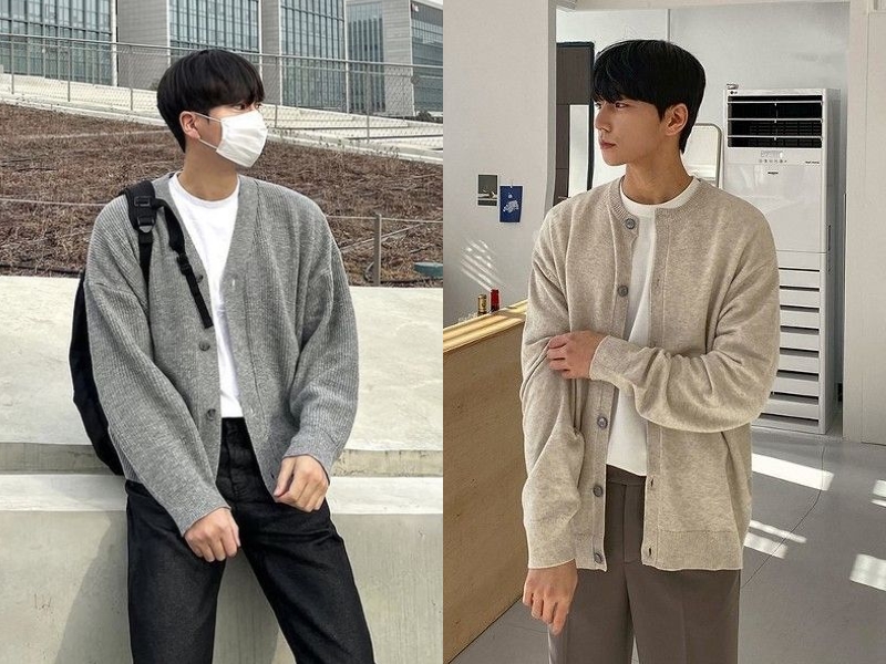 Áo khoác len cardigan phù hợp với các bạn nam yêu thích sự trẻ trung (Nguồn: Shopee Blog)