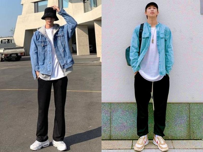 Áo khoác jean tạo ra outfit năng động cho các bạn nam (Nguồn: Shopee Blog)