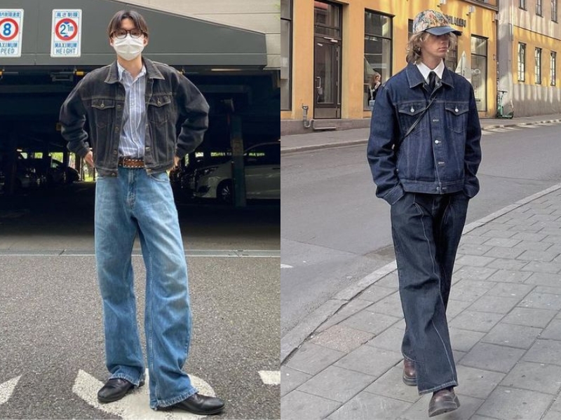 Áo khoác jean, quần jean - outfit vintage nam (Nguồn: Pinterest)