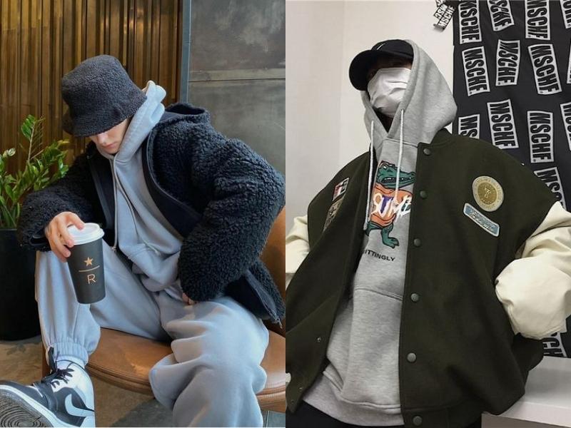 Áo hoodie kết hợp với áo khoác ngoài cũng tạo nên outfit năng động và cool ngầu (Nguồn: Shopee Blog)