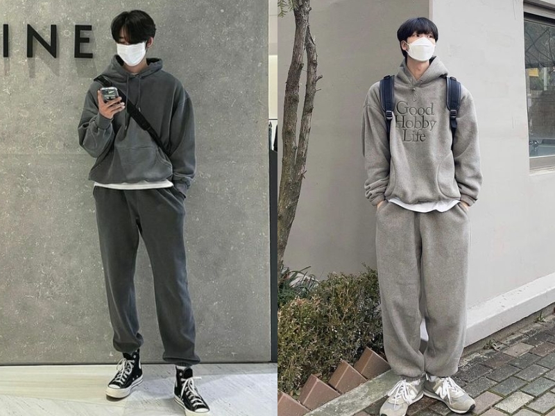 Cách phối vật cho tới phái mạnh cao 1m7 gầy guộc với áo hoodie và quần jogger (Nguồn: Shopee Blog)