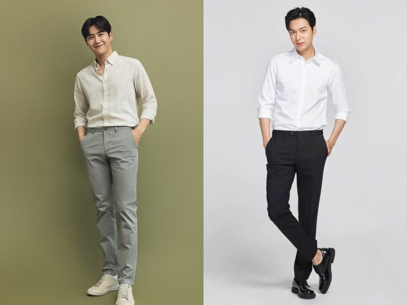 Áo sơ mi dài tay là lựa chọn tuyệt vời khi phối đồ nam cao gầy (Nguồn: Shopee Blog)