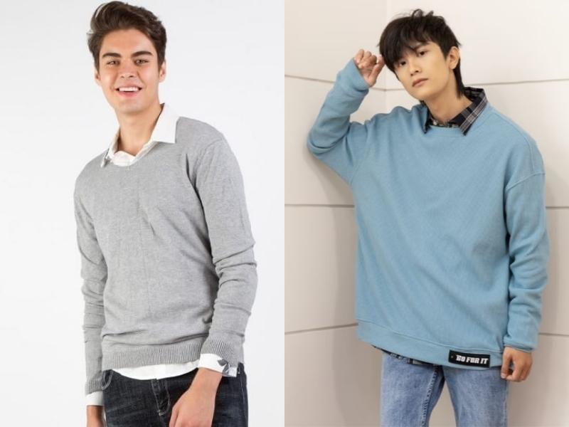 Áo sơ mi phối cùng áo sweater giúp cơ thể giữ ấm tốt hơn (Nguồn: Shopee Blog)