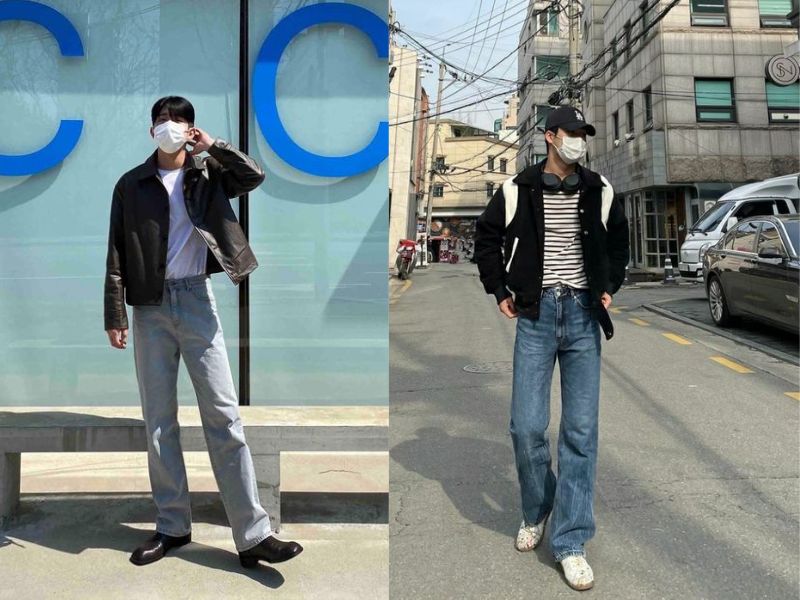 Combo áo thun, áo khoác và quần jeans (Nguồn: pinterest.com)