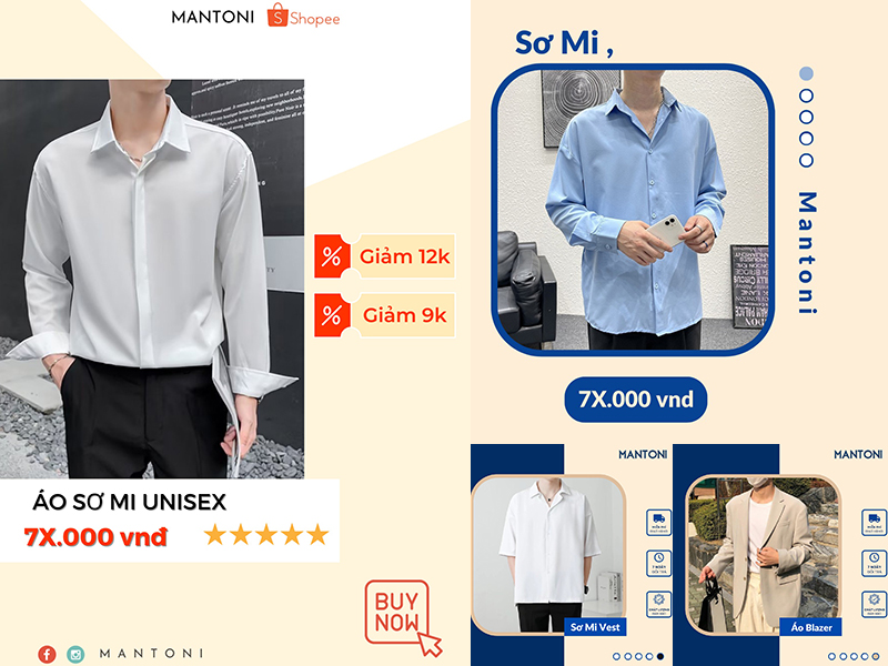 Mantoni - Shop bán áo sơ mi uy tín (Nguồn: Shopee)