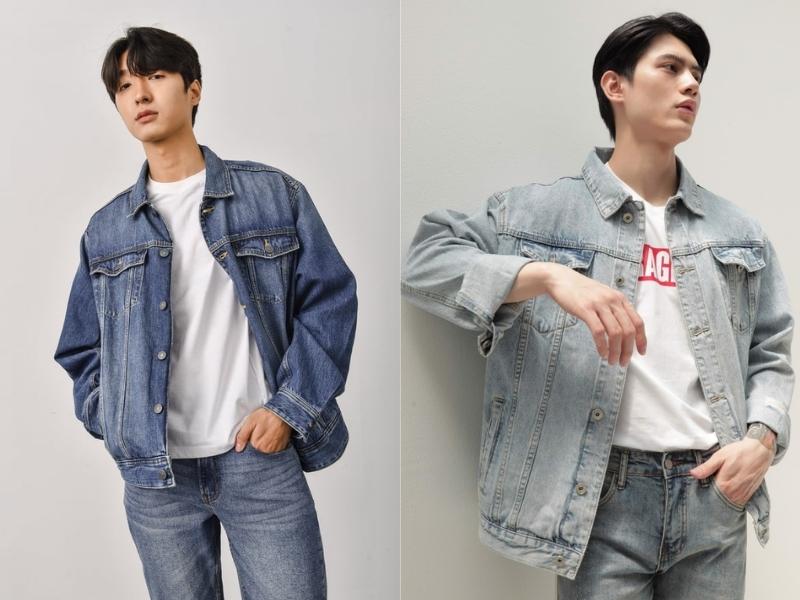 Bạn có thể chọn áo khoác jeans màu đậm hay nhạt để phối đồ (Nguồn: Shopee Blog)