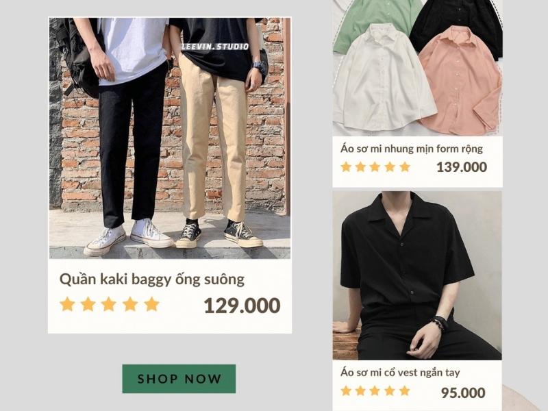 Leevin là shop thời trang có quần kaki size lên đến 80kg (Nguồn: Shopee.vn)