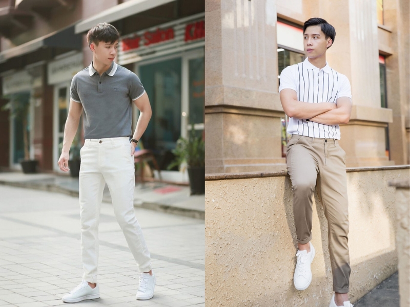 Bắt đầu ngày đi làm với áo polo nam cùng quần xếp ly (Nguồn: Minh Thư Fashion, Elly)