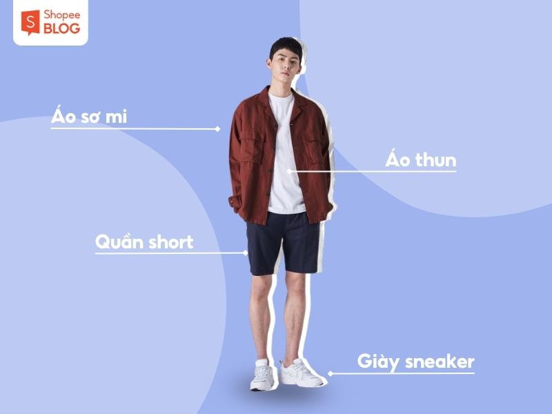 Phối đồ nam Trung Quốc với giày sneaker (Nguồn: Shopee Blog)