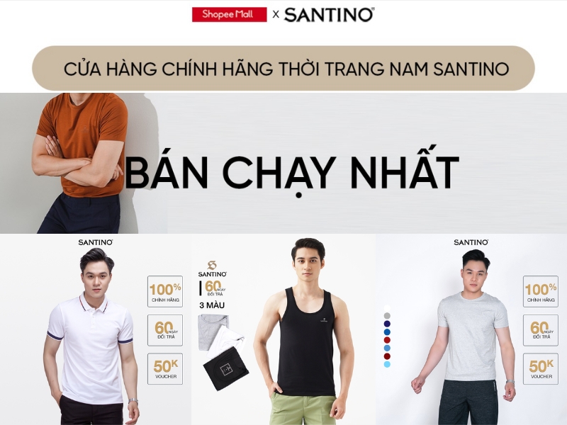 SANTINO là một trong những shop thời trang nam uy tín trên Shopee (Nguồn: Shopee Blog)