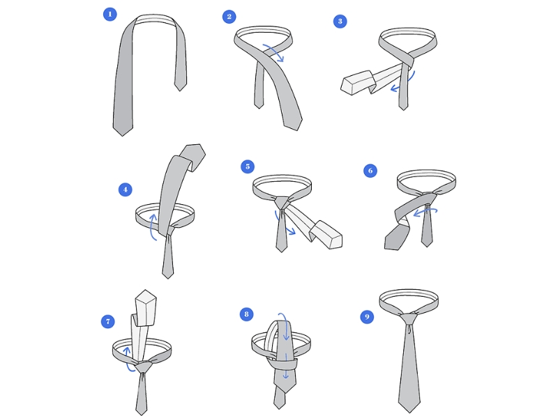 Các bước thắt kiểu Half Windsor (Nguồn: ties.com)