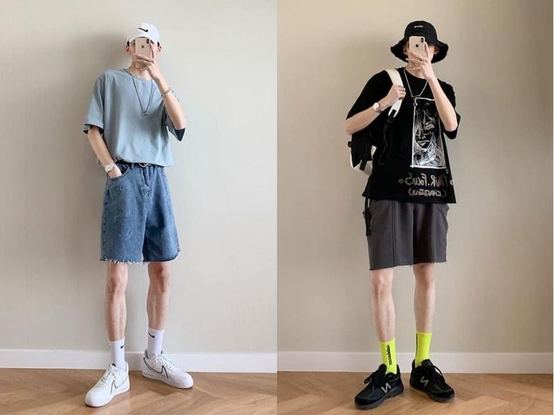 Set đồ với áo thun và quần short có thể diện đi du lịch hay đi chơi đều được (Nguồn: Shopee Blog)