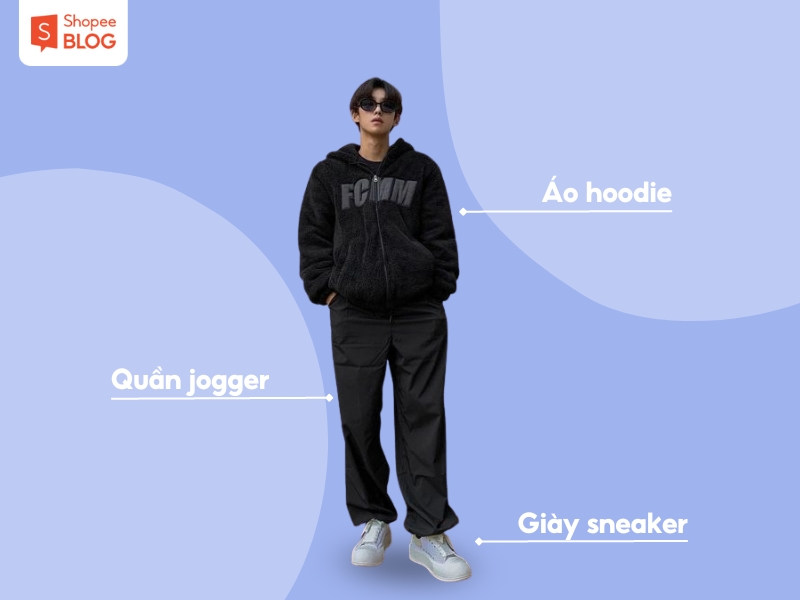 Phối đồ nam mùa đông Trung Quốc với áo hoodie (Nguồn: Shopee Blog)