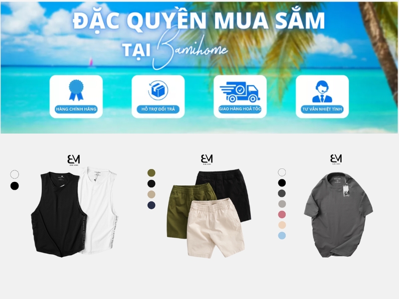 BAMI HOME là shop thời trang local brand chuyên cung cấp các mẫu áo thun đơn giản và quần short nam (Nguồn: Shopee Blog)