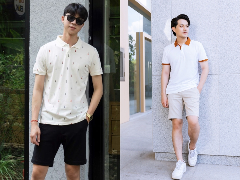 Phối đồ với áo polo nam cùng quần short đầy năng động (Nguồn: Đồng phục Hải Anh, quatangdoingoai.vn)