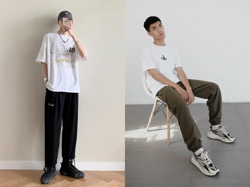 Các cách phối đồ nam Hàn Quốc với áo thun và quần jogger (Nguồn: Shopee Blog)