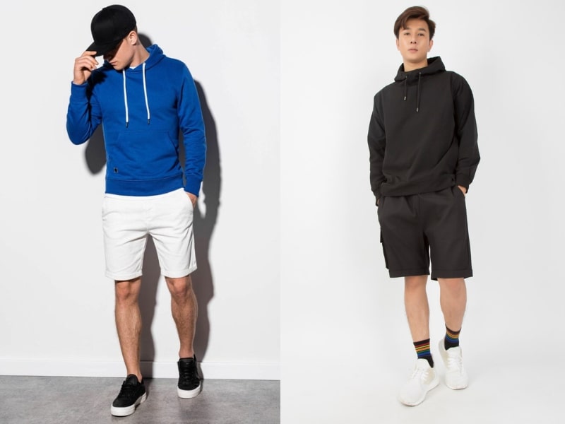 Hoodie và quần short là hai trang phục có tính ứng dụng cao, tiện lợi và đơn giản (Nguồn: tripler.vn & zerdio.com.vn) 