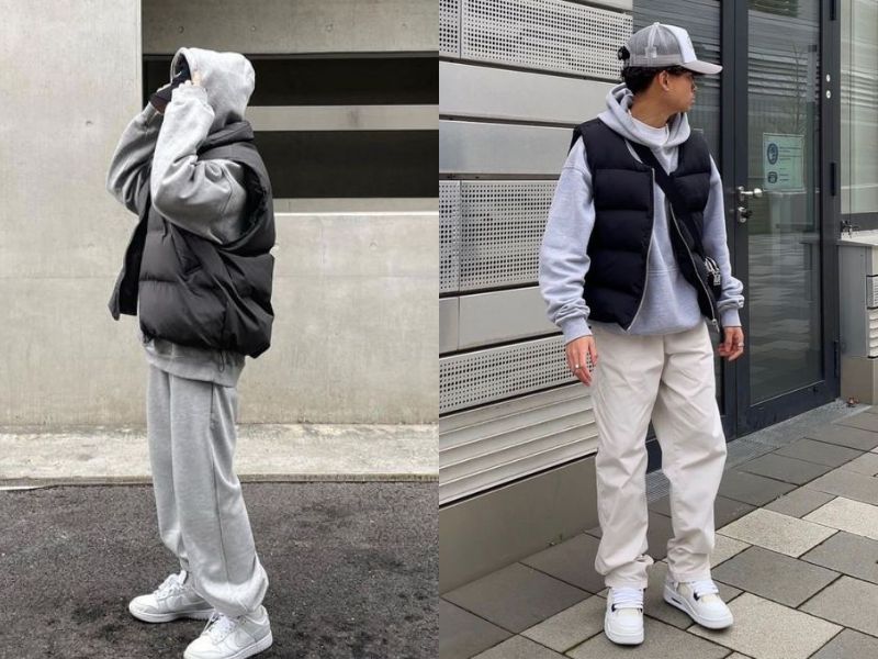 Áo phao ba lỗ và hoodie nam (Nguồn: pinterest.com)