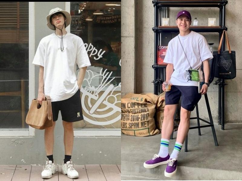 Phối đồ style Trung Quốc nam với quần short (Nguồn: Shopee Blog)