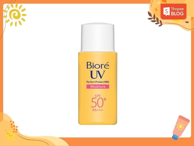 Biore Perfect Protect Milk được xem là kem chống nắng giá học sinh có chất lượng khá ổn (Nguồn: Shopee Blog)