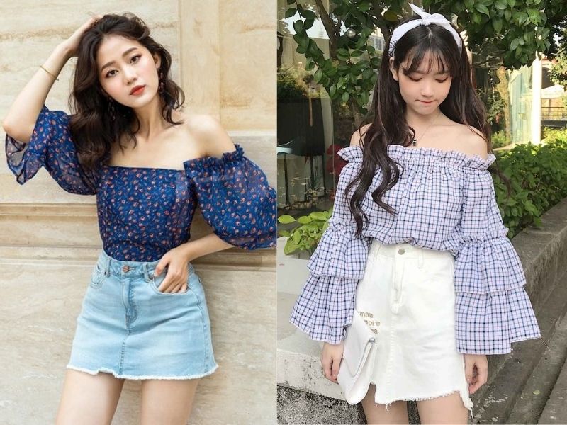 Nếu bắp tay quá to hoặc nhỏ, bạn nên chọn thiết kế hở vai tay phồng (Nguồn: Luvinus/ Bum Shop)