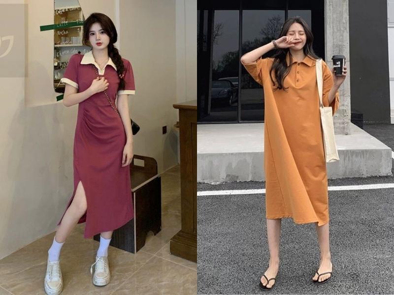 Đầm polo dáng suông phù hợp với các bạn nữ có nhiều khuyết điểm cơ thể (Nguồn: shopee.vn)