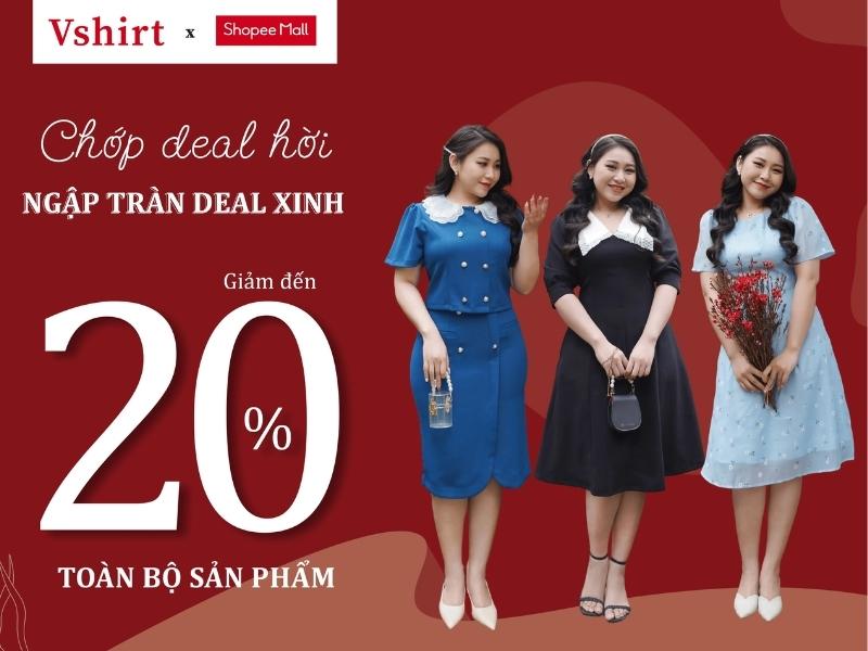 Vshirt là thương hiệu quen thuộc của nhiều cô nàng mũm mĩm (Nguồn: shopee.vn)