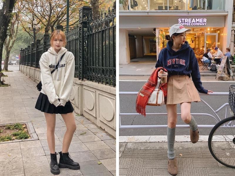 Áo hoodie mix chân váy như thế nào là chuẩn FASHIONABLE