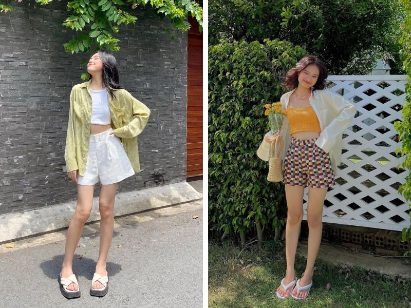 Phối áo sơ mi oversize là outfit đốn tim các nàng mùa hạ này (Nguồn: Facebook Libé / Facebook Len)