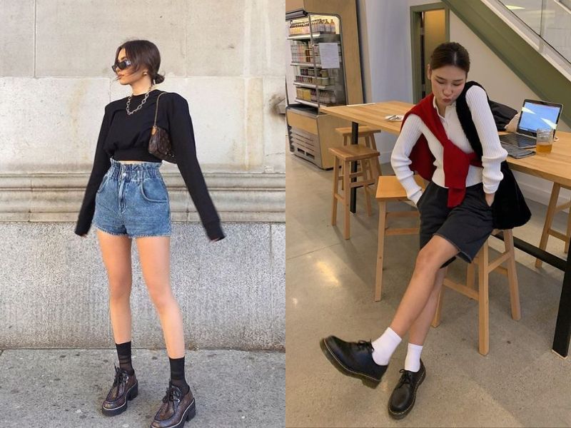 Quần short phù hợp phối cùng giày Oxford (Nguồn: Tumblr & Outfit Trends/ Pinterest)