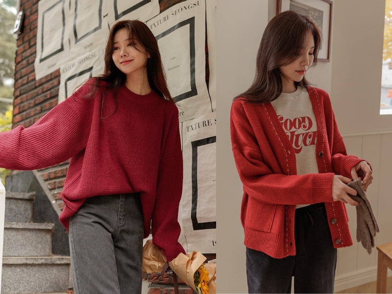 Áo len đỏ - Da ngăm có nên mặc màu đỏ hay không? (Nguồn: Kooding)