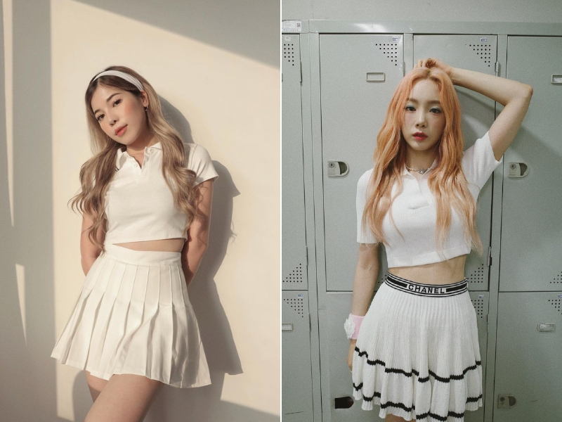 Áo polo croptop là item mà các cô nàng cá tính không thể thiếu (Nguồn: Changmakeup / Taeyeon)