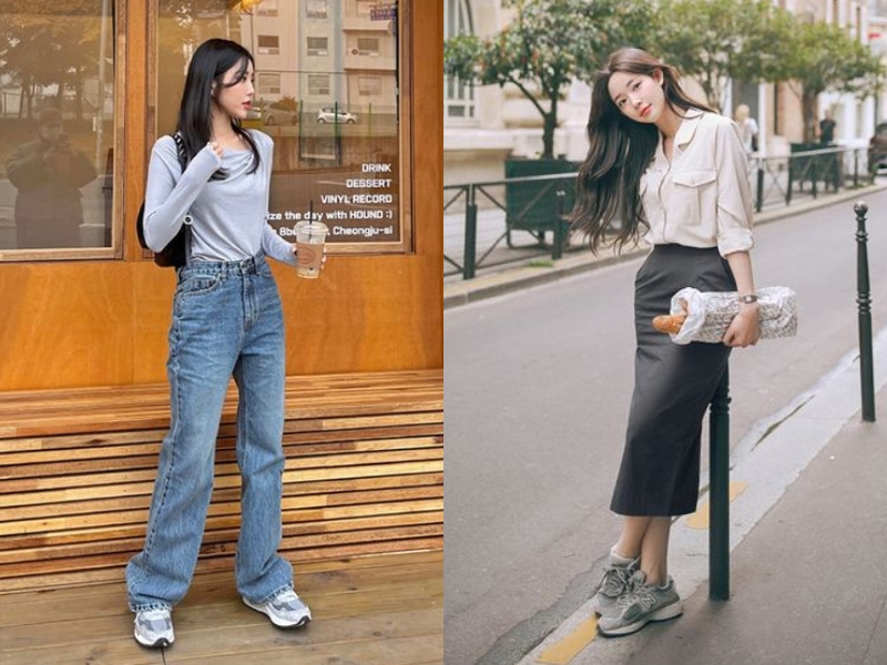 Giày sneaker chunky sẽ giúp bạn tôn dáng hơn (Nguồn: Korean và vogue.com)