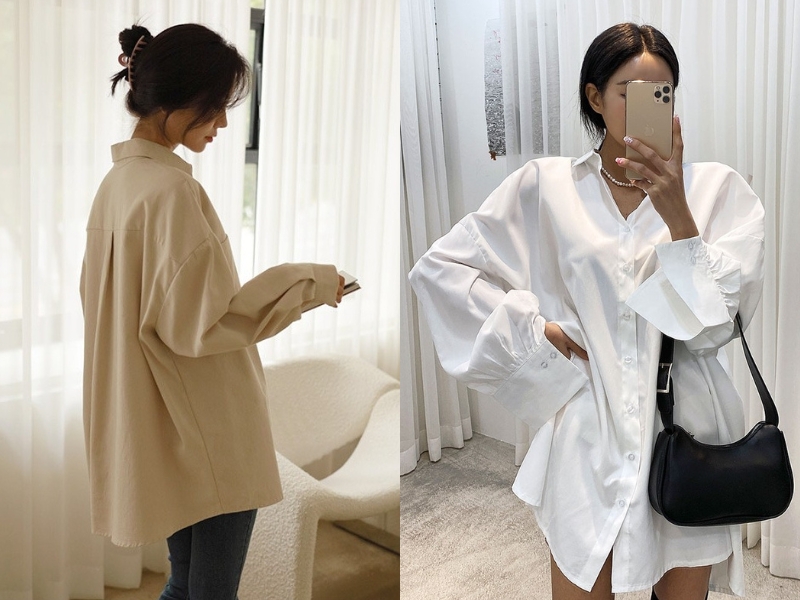 Áo sơ mi oversize là cách mặc áo sơ mi đẹp nổi lên trong giới trẻ gần đây (Nguồn: Kooding)