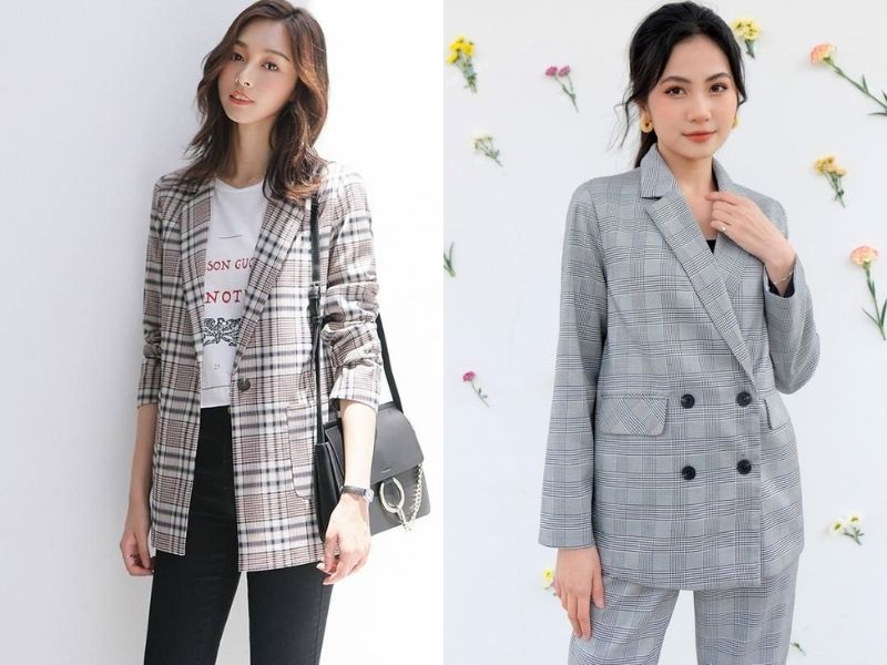 Blazer caro nữ cách phối đồ thông minh để trông trẻ trung hơn (Nguồn: Jaa Jeans/ Adore Dress)