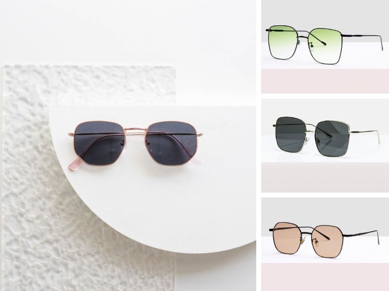 Kính gọng lục giác không che hết được các khuyết điểm trên khuôn mặt dài (Nguồn: Lily Eyewear) 