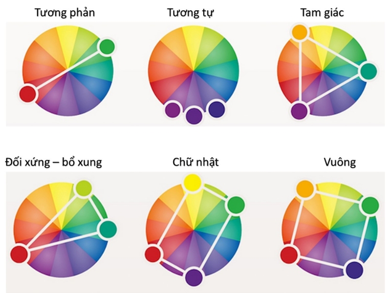 bánh xe màu sắc phối đồ quần áo nữ phổ biến