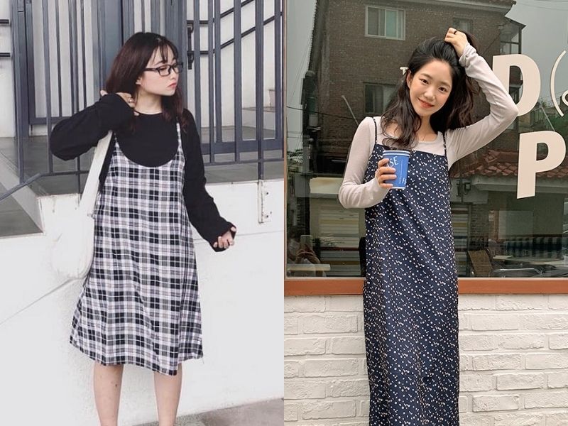 Nữ tính và thanh lịch với cách phối váy hai dây và áo sweater (Nguồn: TWENTI/ Báo Gia Đình)