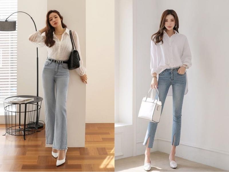 Áo sơ mi trắng giúp set đồ bạn thanh lịch và trẻ trung hơn (Nguồn: yesstyle.com)