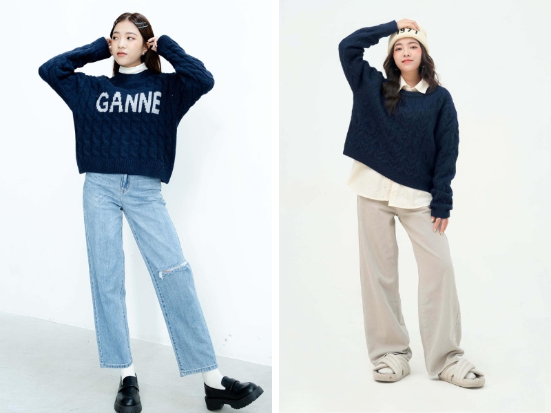 Đừng ngần ngại chọn áo sweater len để có cách phối đồ nữ đi học cấp 2 mùa đông đẹp (Facebook Len)