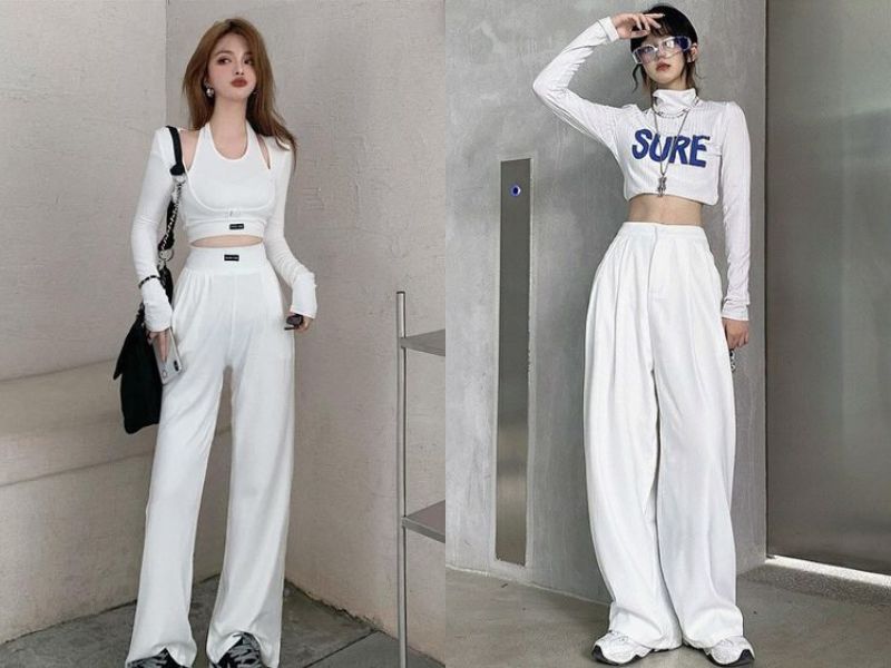 Nổi bật với cách phối quần suông trắng độc đáo (Nguồn: Eirlys Ryu, 𝐋σ𝐥ℓу - Pinterest)