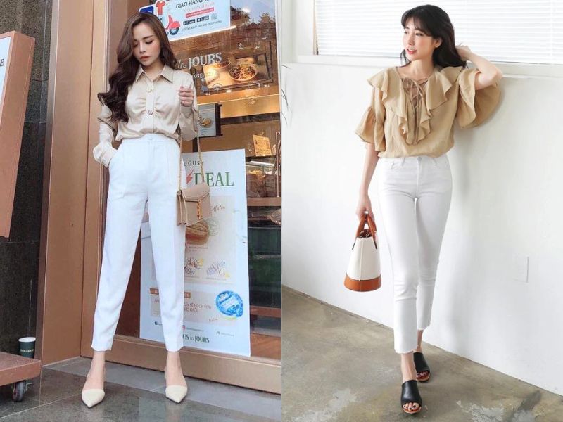 Màu trắng không phá vỡ sự thanh lịch vốn có của màu be (Nguồn: Liin Clothing/Shopee.vn)